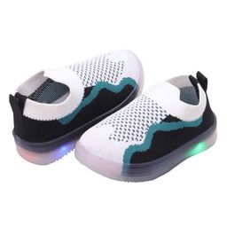 Priaansha Kids Mesh Detailed Colour Blocked Slip On LED Shoes - White-image-47