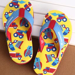 Cute Walk by Babyhug Vehicle Print Slip On Flip Flops - Yellow-image-6
