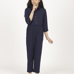 Uptownie Three Fourth Sleeves Solid Jumpsuit - Navy Blue-image-67