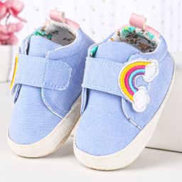 Cute Walk by Babyhug Velcro Closure Booties with Rainbow Theme Applique - Light Blue-image-96