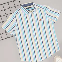 Pantaloons Junior Cotton Half Sleeves Striped Shirt - Multi Colour-picture-1