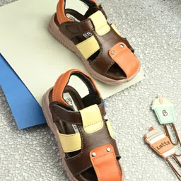 Stefens Colour Blocked Velcro Closure Sandals - Coffee-picture-16