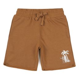 ALAN JONES Cotton Blend Knit Beach Theme Text Printed Shorts - Brown-picture-43