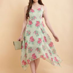 Absorbing Floral Print Georgette Fit & Flare Midi Dress-image-4