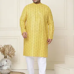 SOJANYA PLUS Men Ethnic Motifs Printed Regular Kurta with Pyjamas image 1