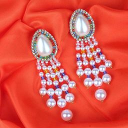 StyleCast Gold-Plated Pearls Beaded Tasselled Teardrop Shaped Drop Earrings-image-20