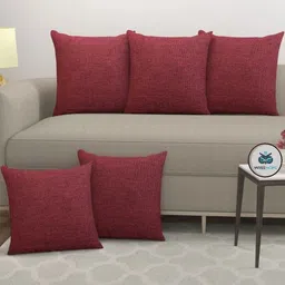 WISE HOME Maroon Set of 5 Rectangle Cushion Covers-picture-7