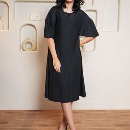 PURVAJA Kimono Sleeve A-Line Midi Dress-image-92