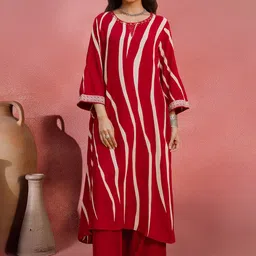Sangria Women Striped Kurta with Palazzo-image-92