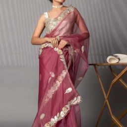 Zari Jaipur Purple Embroidered Saree With Unstitched Blouse-picture-25