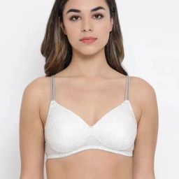 Clovia White Printed Full Coverage Padded T-Shirt Bra-image-22