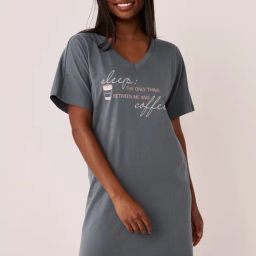 La Vie En Rose Grey Cotton Printed Sleep Tee-image-83