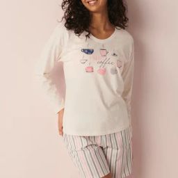 La Vie En Rose White Cotton Printed T-Shirt-image-69