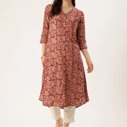 Amukti Maroon Rayon Printed Kurti-10