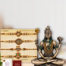 eCraftIndia Assorted Multicolor Rakhi with Shiva Idol-image-24