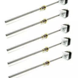 Invento Nema 17 4.2 Kg-cm Stepper Motor + Flexible coupling with 600mm (0.6mtr) T8 TR8 8mm Lead Screw square thread with Anti-backlash Brass Nut CNC Robotics DIY Projects 3D Printer ISC 1694-3-5