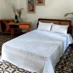 Okhai Ivory White Cotton Bed Linen Set-image-65