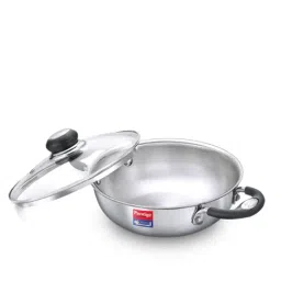 Prestige Tri Ply Splendor Silver Stainless Steel 220 mm Kadai with Lid (2100 ml) - Set of 1-10