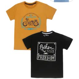 Li'l Tomatoes Kids Mustard & Black Cotton Printed T-Shirts & Mask - Pack of 2-image-36