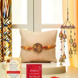eCraftIndia Assorted Multicolor Rakhi with Decorative Bell-image-11