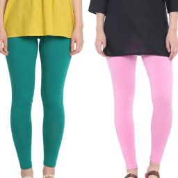 Dollar Missy Pink & Green Cotton Leggings - Pack of 2-image-47