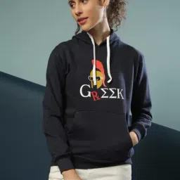 Campus Sutra Blue Graphic Print Hoodie-image-60