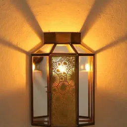 Home4U 'Preshti' Transparent & Brown Glass Wall Lantern - Set of 1-25