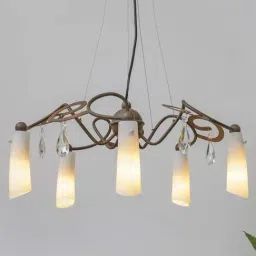 Kapoor E Illuminations 'Nolan' White & Brown Metal 5-In-1 Chandelier-image-45