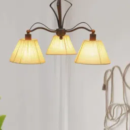 Kapoor E Illuminations 'Miro' Yellow & Brown Metal 3-In-1 Chandelier-9