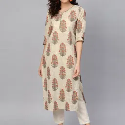 YASH GALLERY Beige Printed Straight Kurta-picture-38