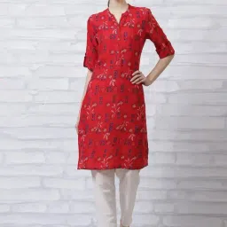 Rangriti Red Printed Straight Kurta-image-72