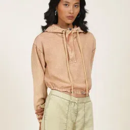 Label Ritu Kumar Camel Full Sleeves Hoodie-image-71