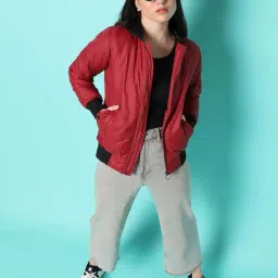 Campus Sutra Red Padded jacket-image-88