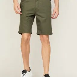 Code Casual Olive Regular Fit Shorts-35