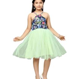 Aarika Kids Green Floral Print Dress-image-18