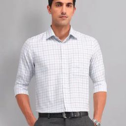 Ad By Arvind Grey Regular Fit Checks Shirt-image-26