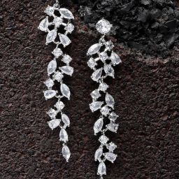 Karatcart Silver-Plated Cubic Zirconia Drop Earrings for Women image 1