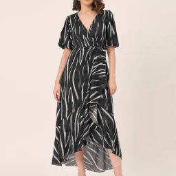 Moomaya Black & White Printed Wrap Dress-23