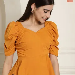 Metronaut Valentino Women Pack Of 2 Puff Sleeve Peplum Top-picture-30