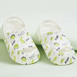 FAME FOREVER Kids White & Green Back Strap Clogs-image-52