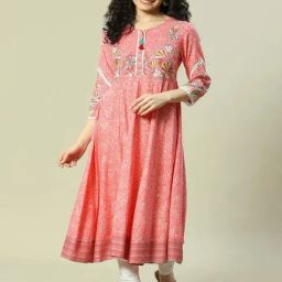 Rangriti Coral Printed A Line Kurta-15