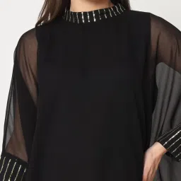 studiorasa Black Georgette Embellished Flared Kaftan Kurti image 5