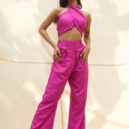 Anousshka Fuchsia Floral Printed Party Joggers-image-11