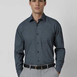 Van Heusen Blue Cotton Regular Fit Printed Shirt-picture-48