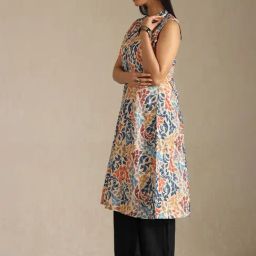 Soch Multi-Color Linen Printed Kurta With Unstitched Sleeves image 4