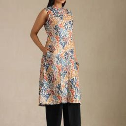 Soch Multi-Color Linen Printed Kurta With Unstitched Sleeves image 3