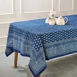 Fabindia Roshan Blue Cotton Printed Table Cloth (4 Seater)-image-71