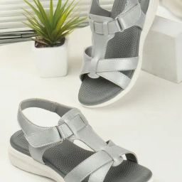 Carlton London Women's Silver Ankle Strap Sandals-picture-34