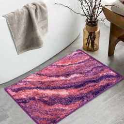 Bianca Spa Plum/Multi Micro-Polly Abstract Bathmat-66