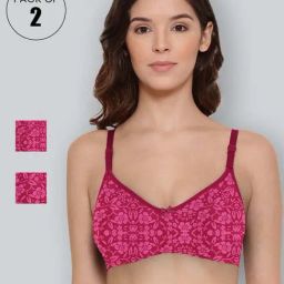 Lyra Magenta Cotton Printed T-Shirt Bras - Pack Of 2-18